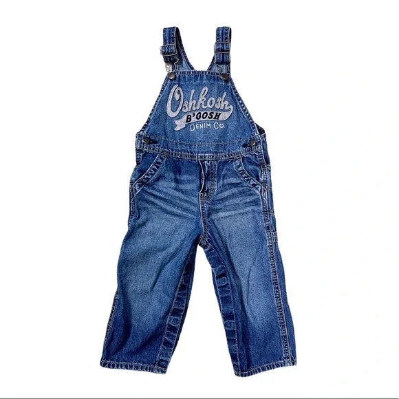 OshKosh B’gosh Denim Overalls 24 Months Spell Out Logo - Picture 7 of 7